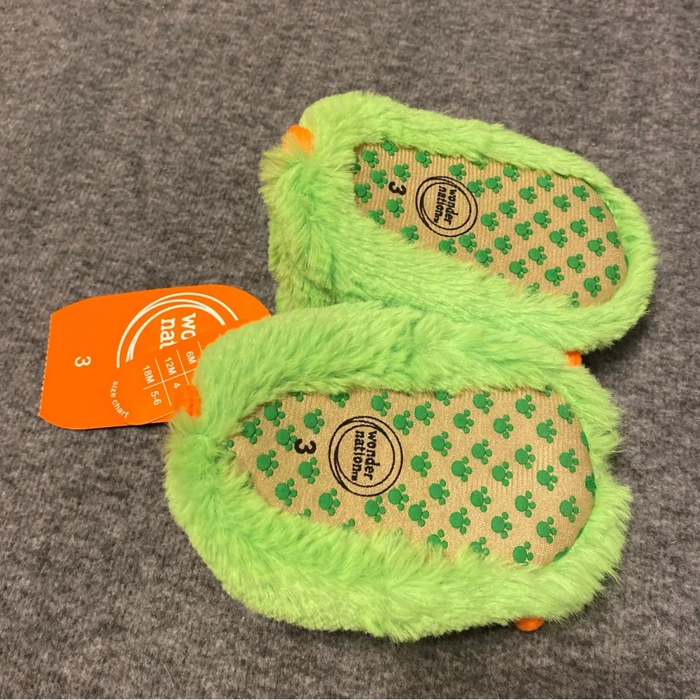 Green and Orange Monster Claw Slippers Childs Size 3‎ Wonder Nation Slip On New